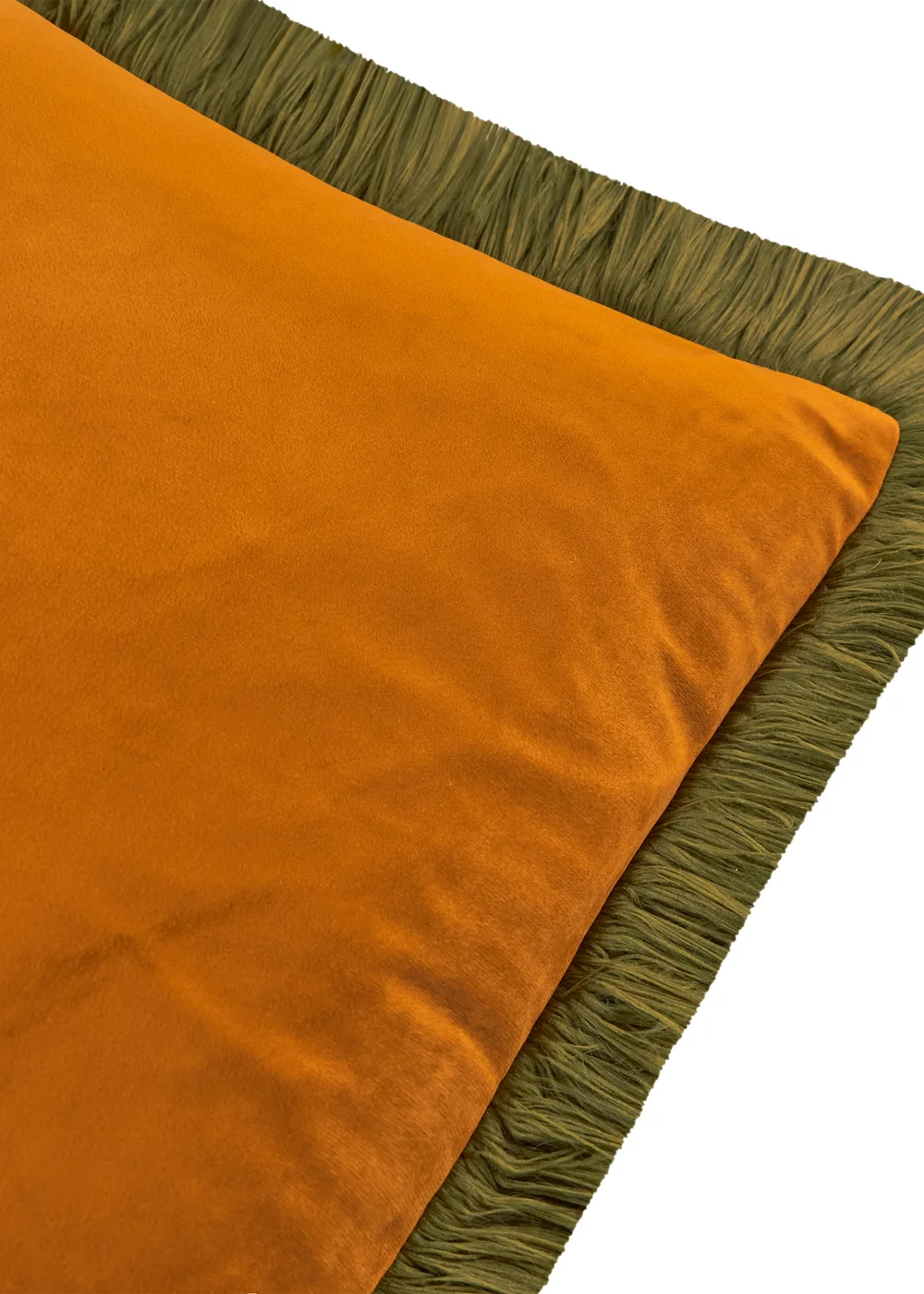 Furn Halo Fringed Velvet 50x50 Cushion Ginger/Olive - 50cm x 50cm Image 3