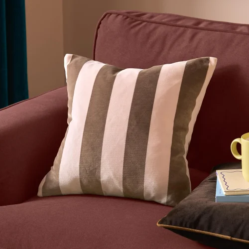 Furn The Ultimate Stripe 45x45 Jacquard Cushion Berry Brownie - 45cm x 45cm Image 1