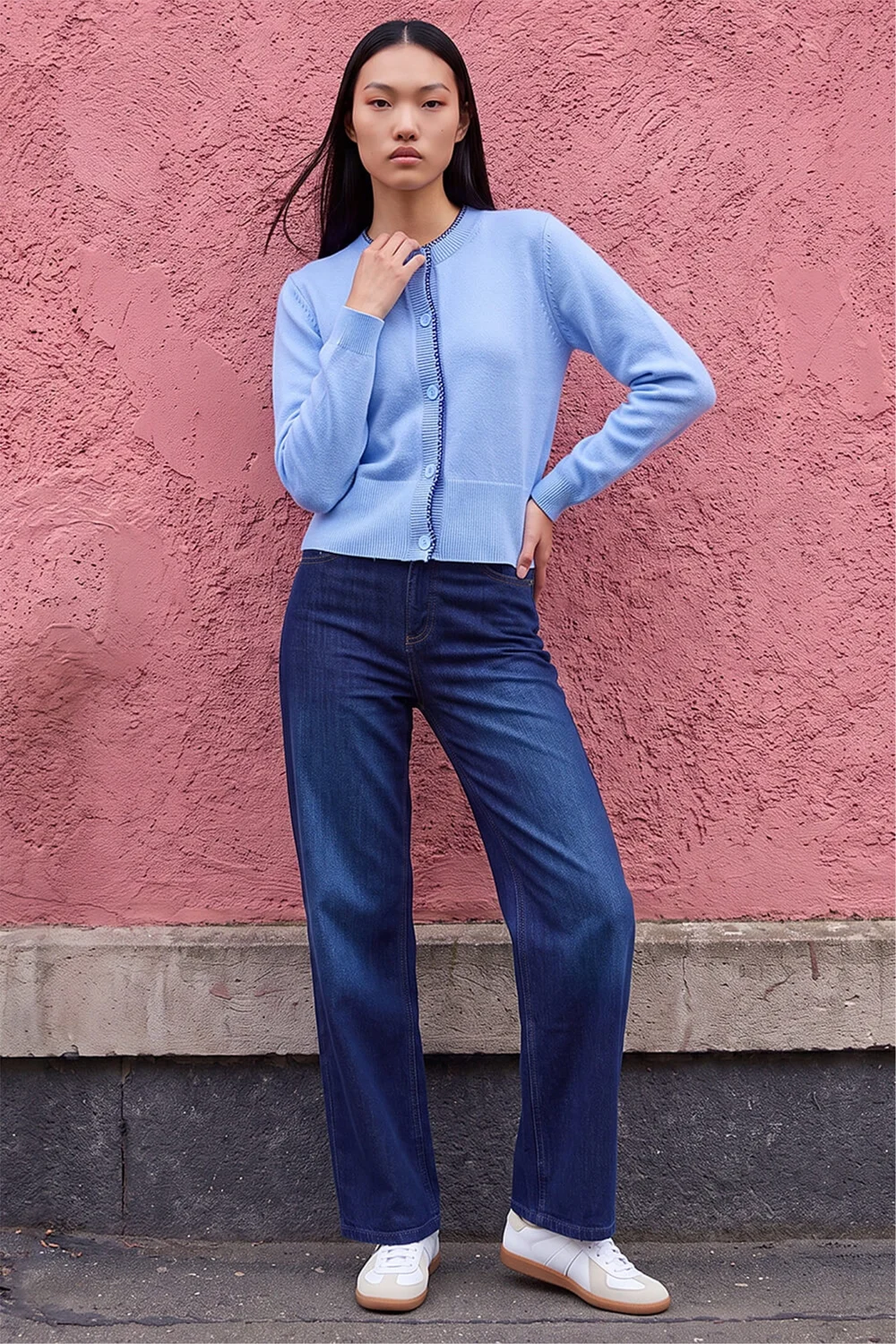 Dusk Blue Stitch Trim Knit Cardigan - 14 Image 3