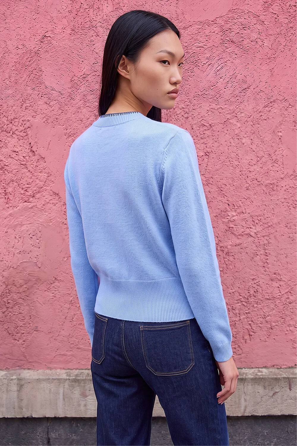 Dusk Blue Stitch Trim Knit Cardigan - 14 Image 4