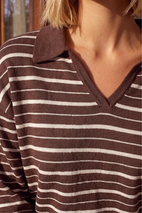Dusk Chocolate Stripe Knit Jumper - 14 Image 4