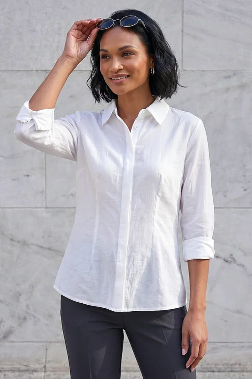 Dusk Ivory Textured Seam Detail Shirt - 10 Image 1