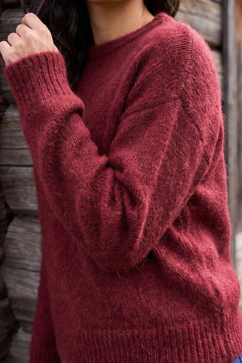 Dusk Burgundy Brushed Fluffy Knit Jumper - 12 Image 4