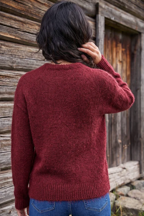 Dusk Burgundy Brushed Fluffy Knit Jumper - 12 Image 2