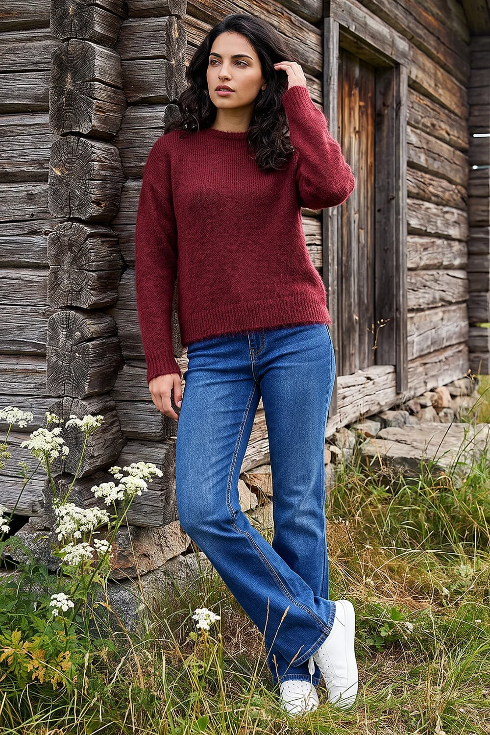 Dusk Burgundy Brushed Fluffy Knit Jumper - 12 Image 3