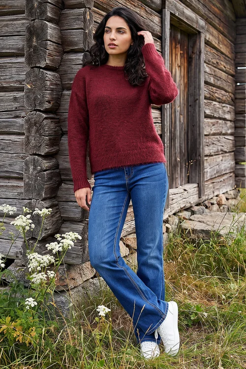 Dusk Burgundy Brushed Fluffy Knit Jumper - 12 Image 3