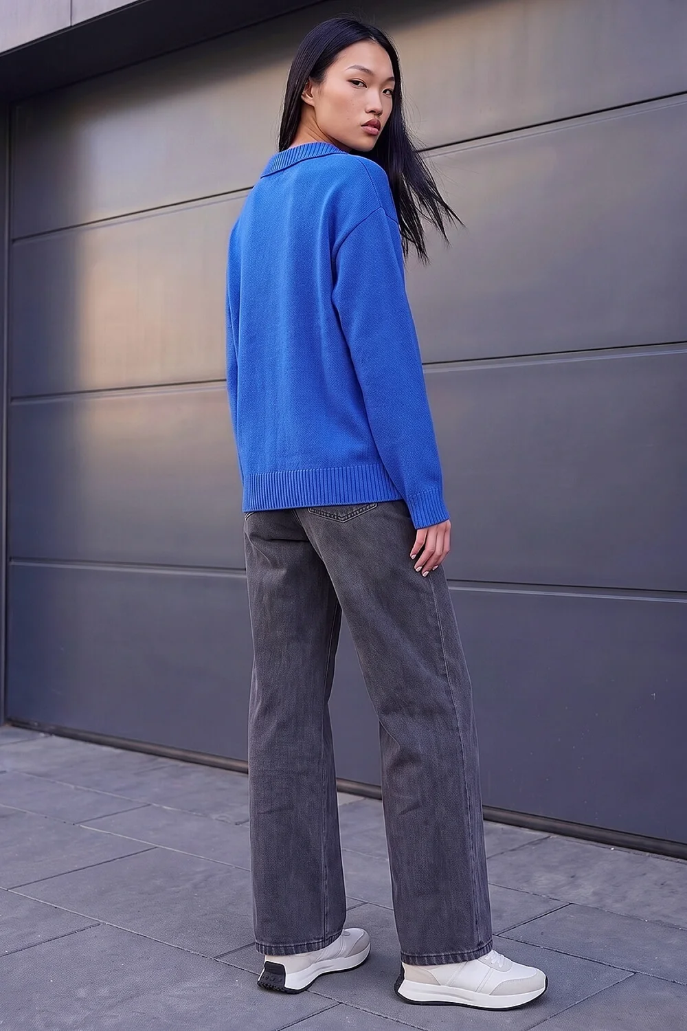 Dusk Royal Blue Collared Knit Jumper - 8 Image 3