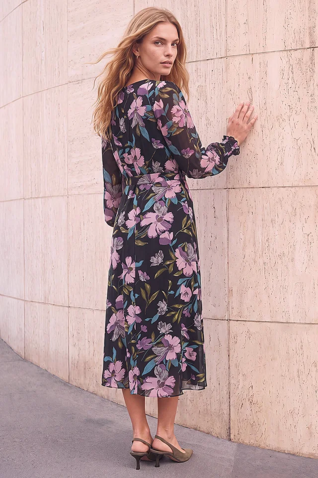 Roman Mauve Floral Print Midi Dress