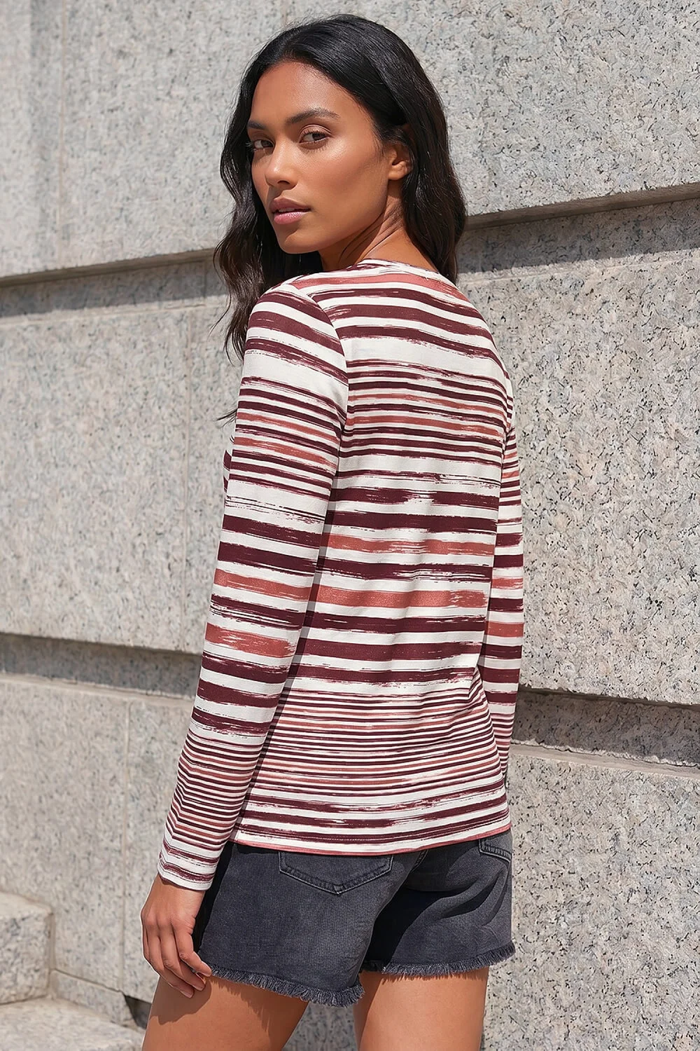 Roman Rust Floral Stripe Print Top - 14 Image 3