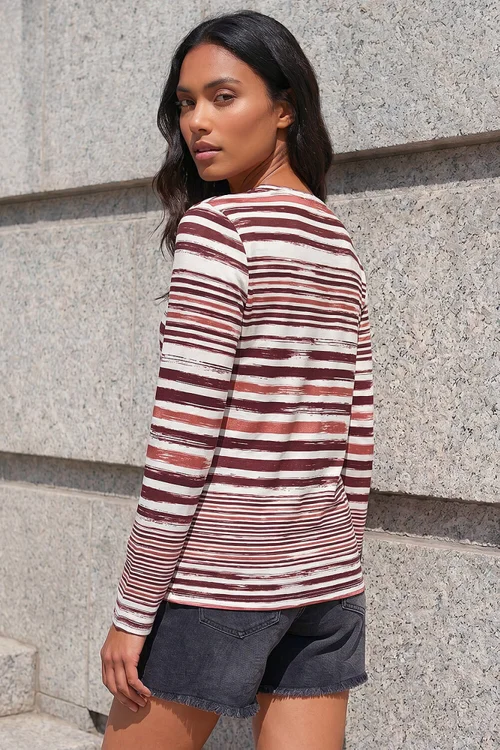 Roman Rust Floral Stripe Print Top - 14 Image 3