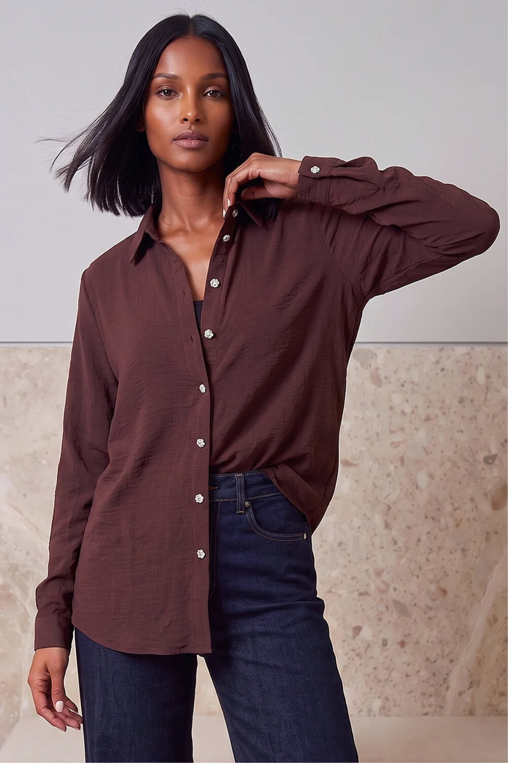 Dusk Chocolate Collared Shirt - 14 Image 1