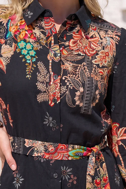 Roman Copper Floral Border Shirt Dress - 10 Image 4