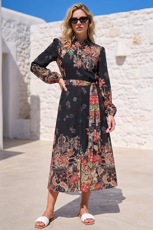Roman Copper Floral Border Shirt Dress - 10 Image 2