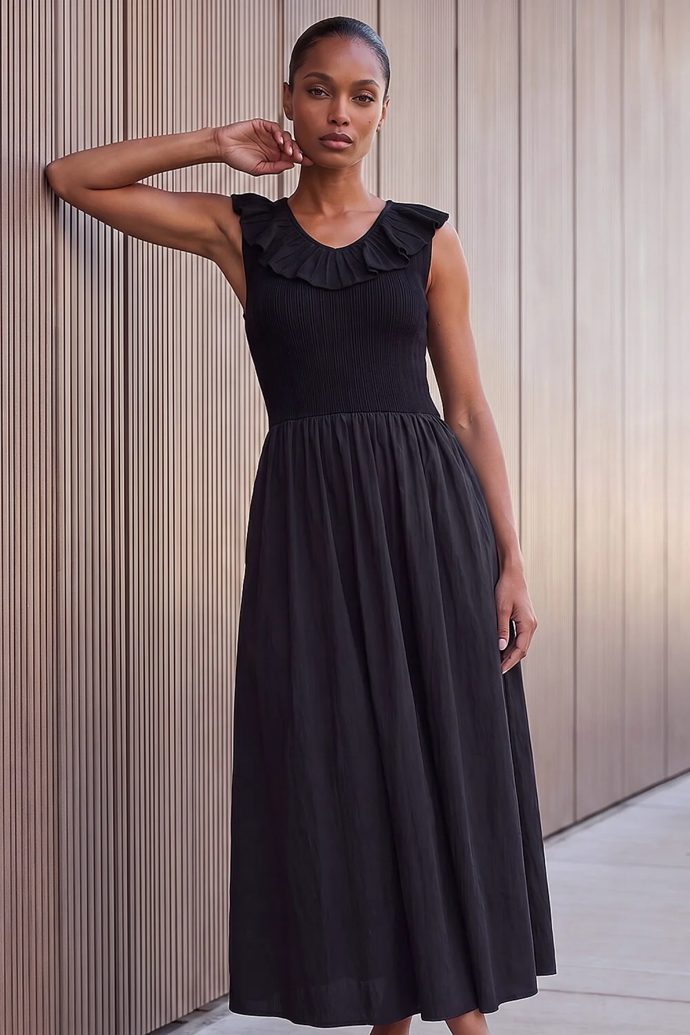 Roman Black Frill Detail Midi Dress - 18 Image 1