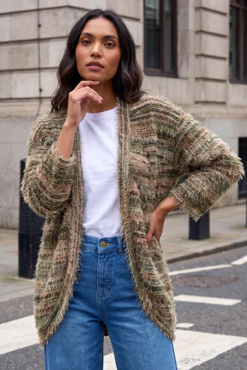 Roman Khaki Fluffy Soft Touch Cardigan - 20 Image 1