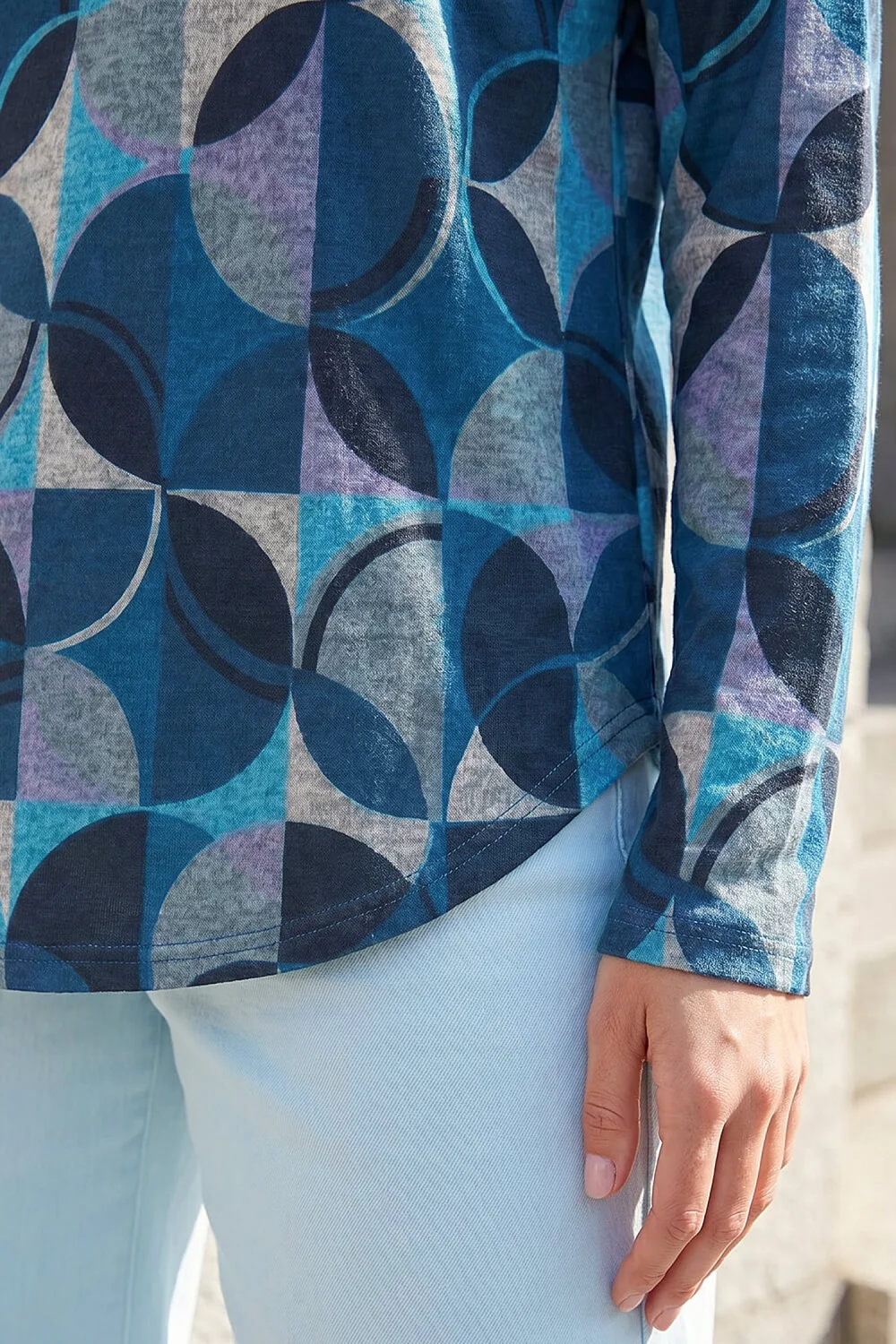 Roman Navy Geo Print Stretch Jersey Top - 14 Image 4