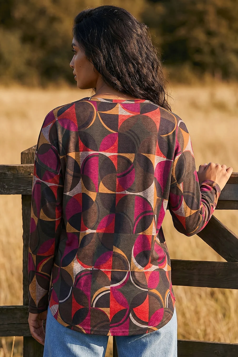 Roman Rust Geo Print Snit Top - 12 Image 3