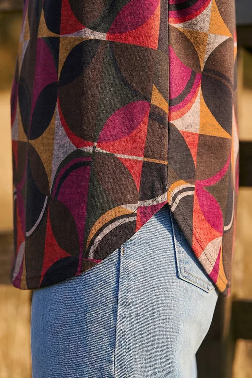 Roman Rust Geo Print Snit Top - 12 Image 4