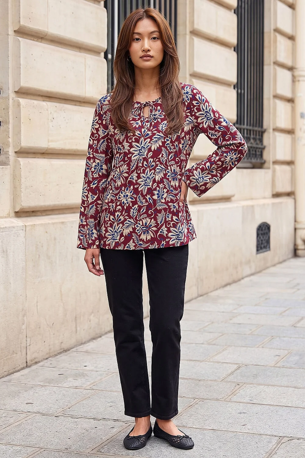 Roman Burgundy Floral Soft Touch Top - 14 Image 2