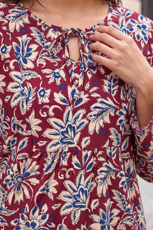 Roman Burgundy Floral Soft Touch Top - 14 Image 4