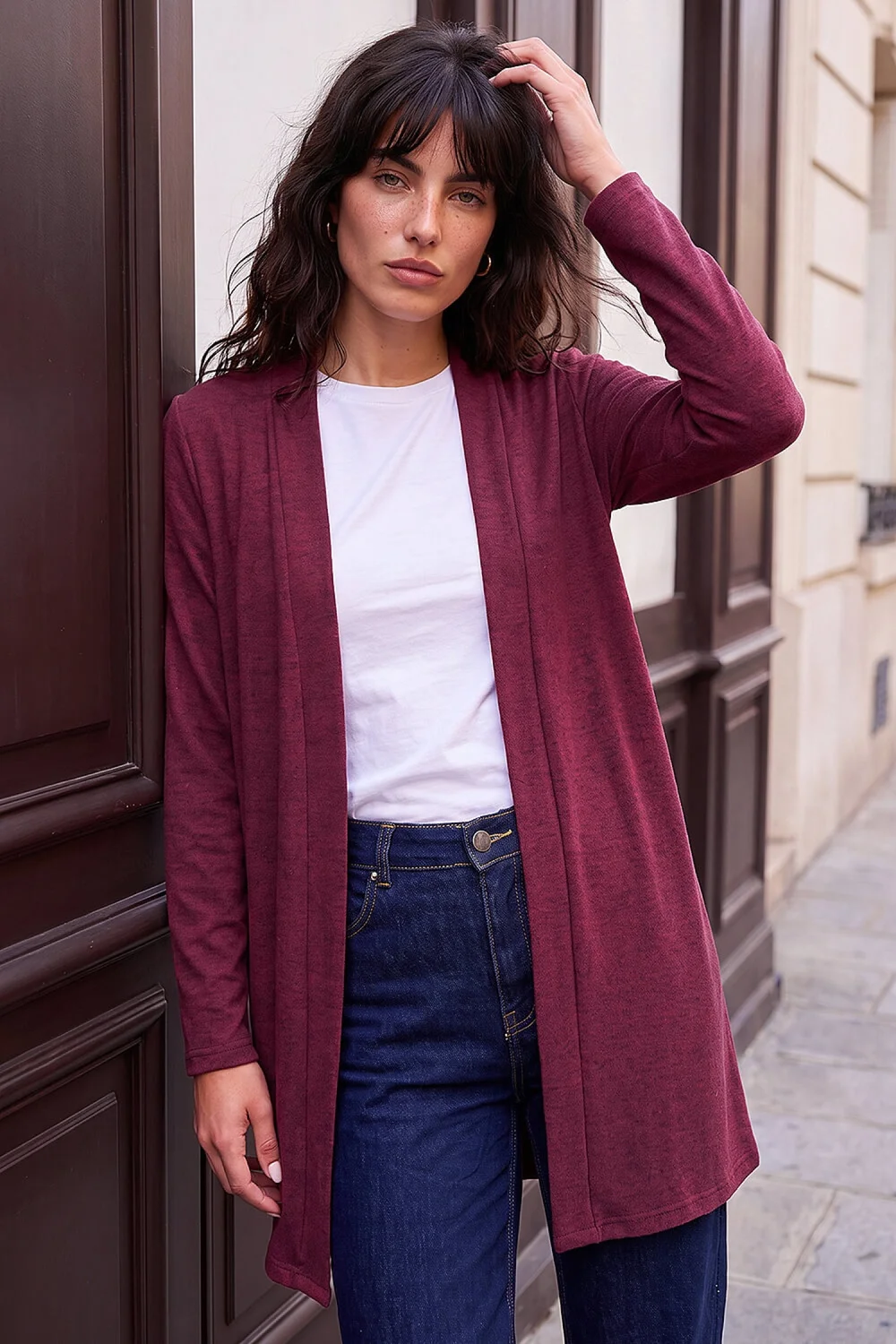 Roman Burgundy Longline Knit Cardigan - 12 Image 1
