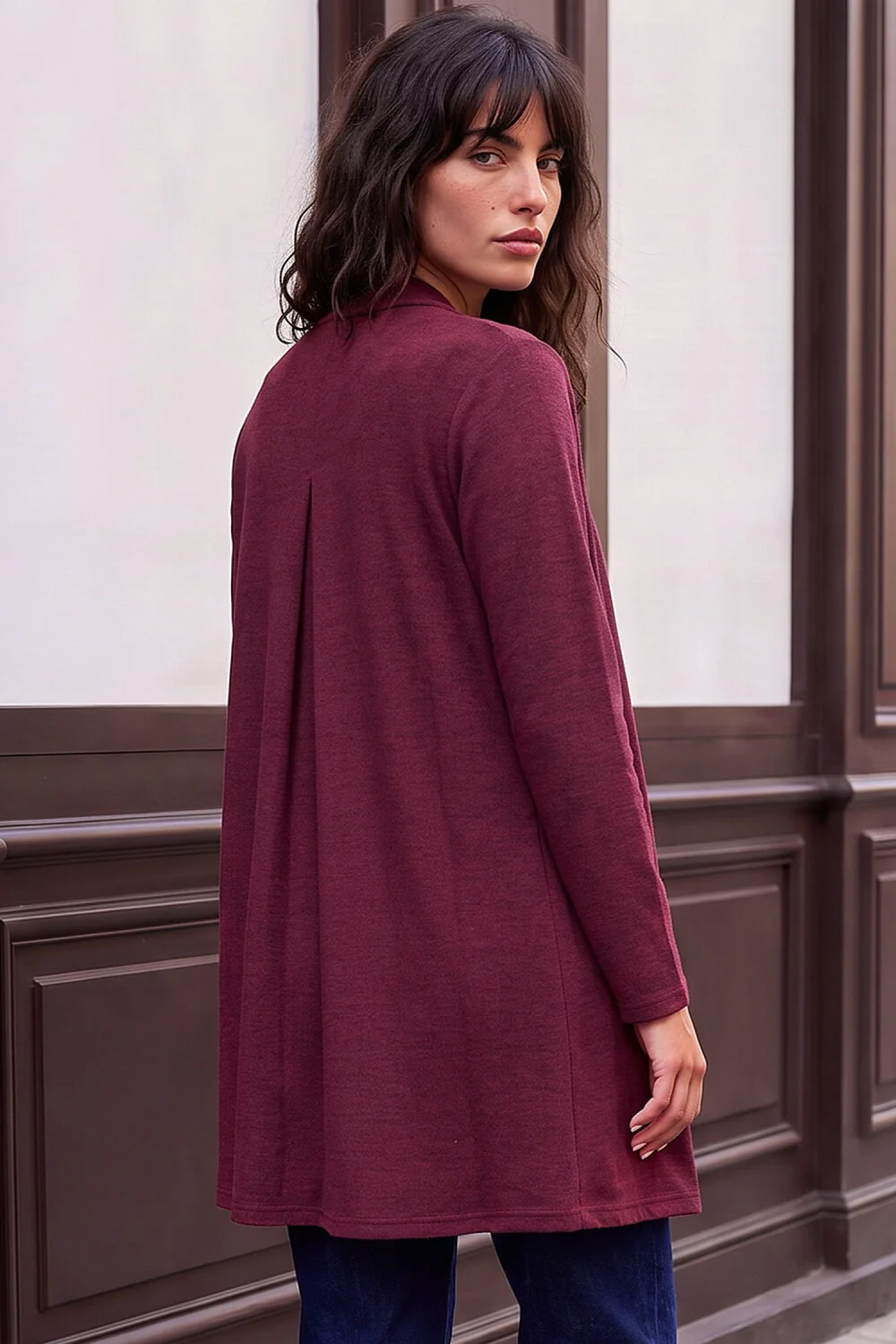 Roman Burgundy Longline Knit Cardigan - 12 Image 3
