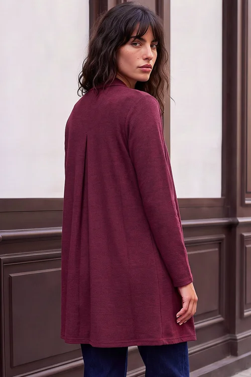 Roman Burgundy Longline Knit Cardigan - 12 Image 3