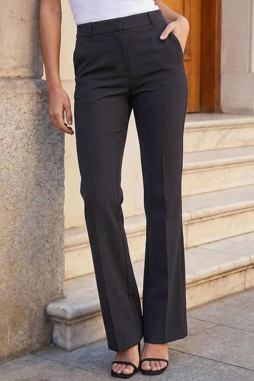 Roman Charcoal Long Bootcut Stretch Trousers - 10 Image 2
