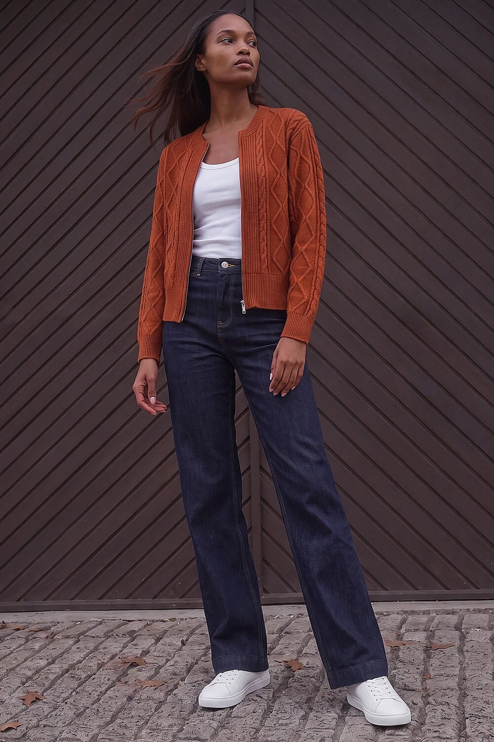 Roman Rust Knitted Cable Bomber - 18 Image 3