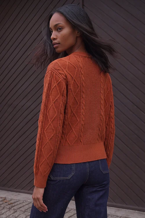 Roman Rust Knitted Cable Bomber - 18 Image 2