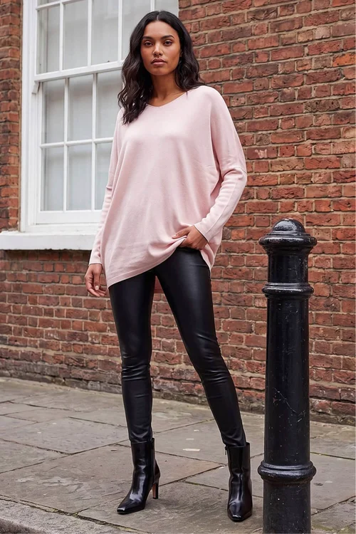 Roman Pink Lace Back V-Neck Poncho - M Image 2