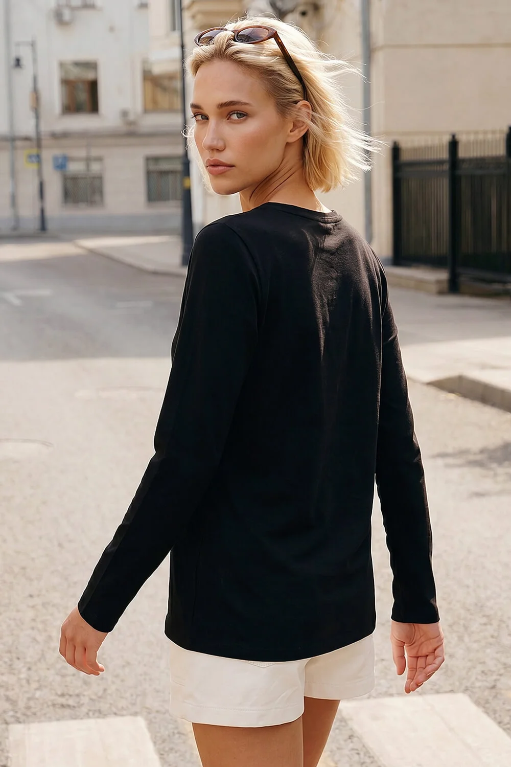Roman Black Long Sleeve Jersey Top - 12 Image 3