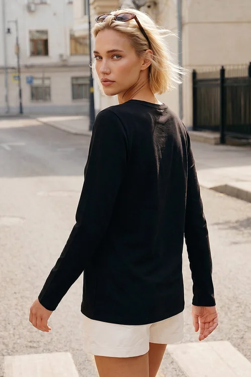 Roman Black Long Sleeve Jersey Top - 12 Image 3