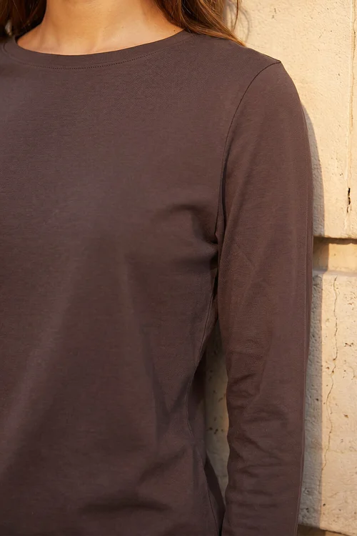 Roman Chocolate Long Sleeve Jersey Top - 14 Image 4