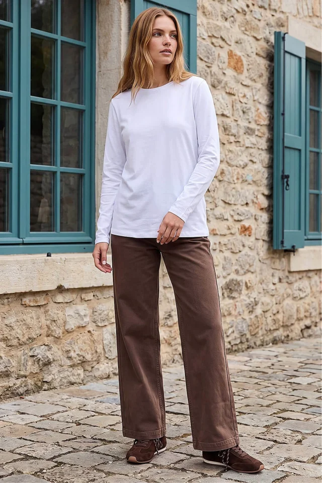 Roman White Long Sleeve Jersey Top