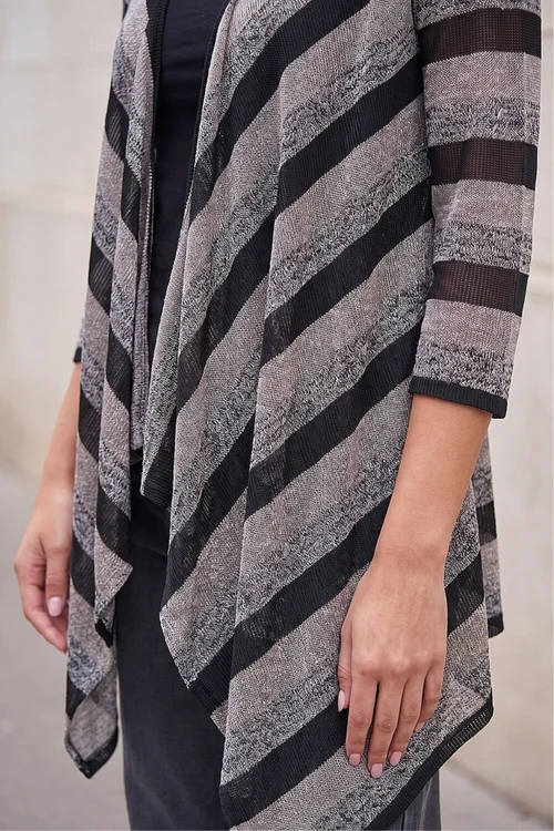 Roman Black Mock Layer Stripe Cardigan - 12 Image 4