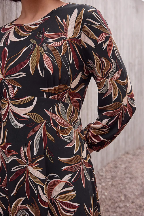 Roman Rust Leaf Print A-Line Dress - 14 Image 4