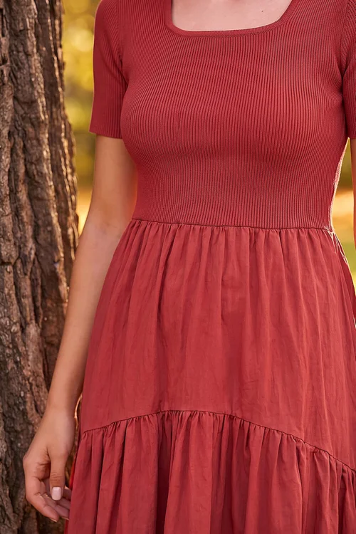 Roman Copper Knit Woven Mix Midi Dress - 18 Image 4