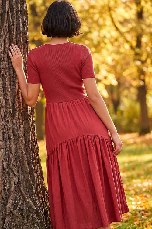 Roman Copper Knit Woven Mix Midi Dress - 18 Image 3