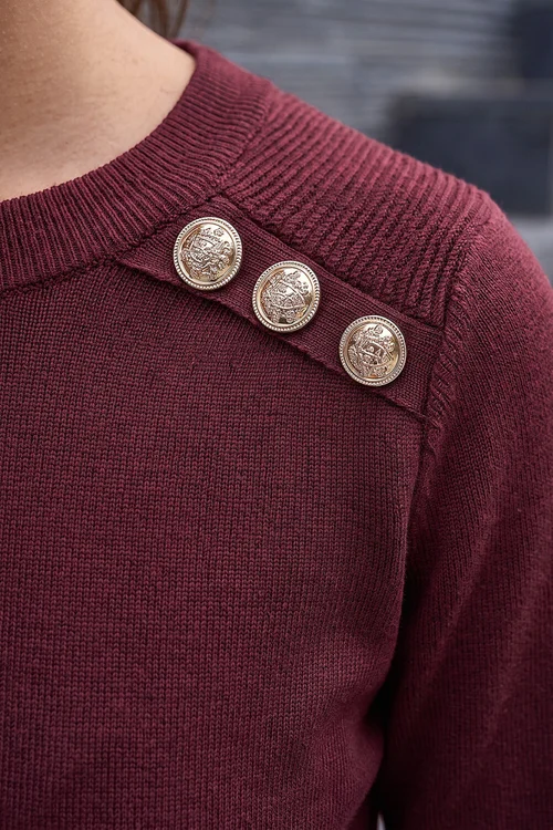 Roman Wine Petite Button Jumper - 14 Image 4