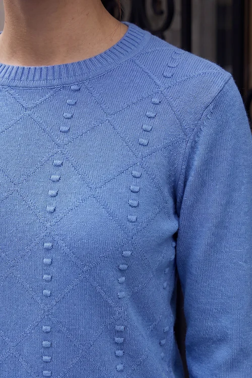 Roman Blue Petite Cable Knit Curved Hem Jumper - 10 Image 4