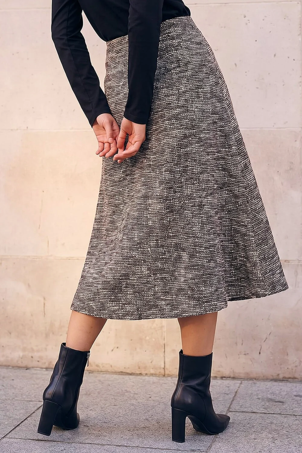 Roman Chocolate Petite Boucle A-Line Midi Skirt - 12 Image 3