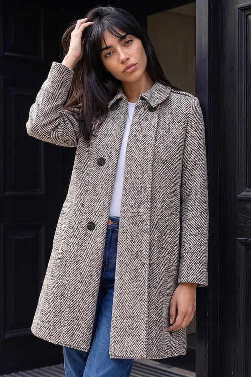 Roman Stone Petite Collar Double Breasted Coat - 10 Image 1