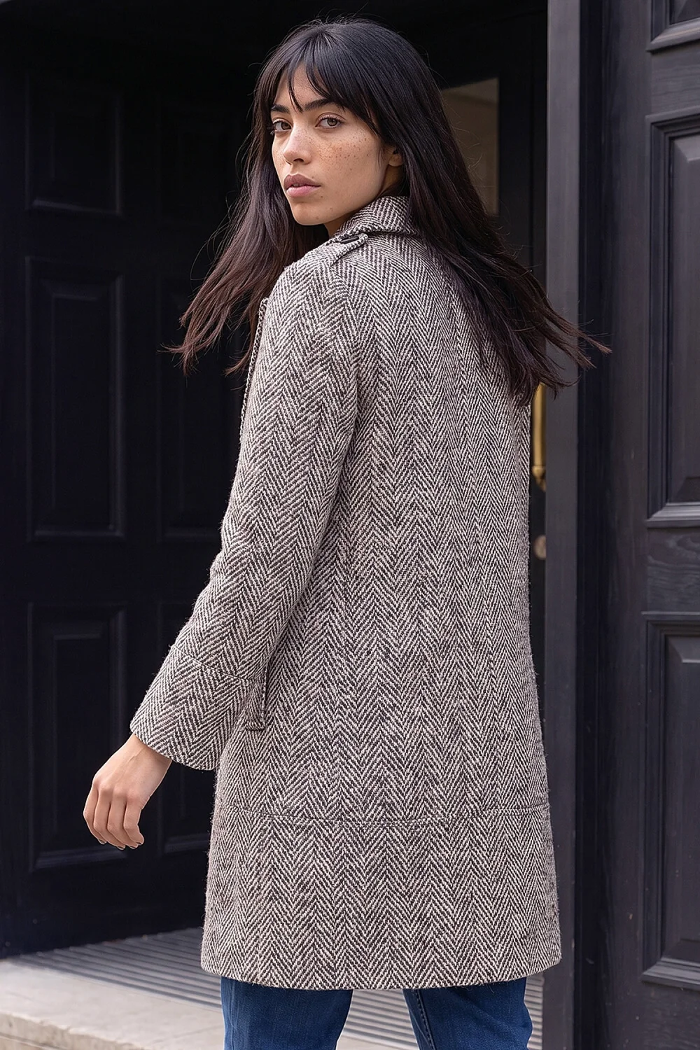 Roman Stone Petite Collar Double Breasted Coat - 10 Image 3