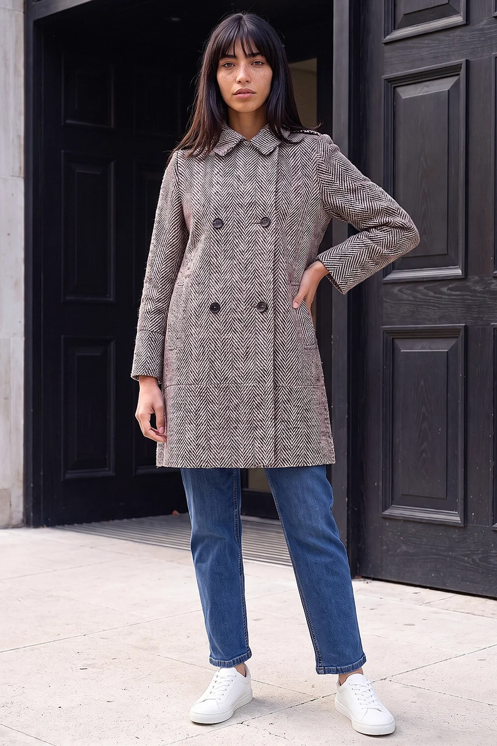 Roman Stone Petite Collar Double Breasted Coat - 10 Image 2