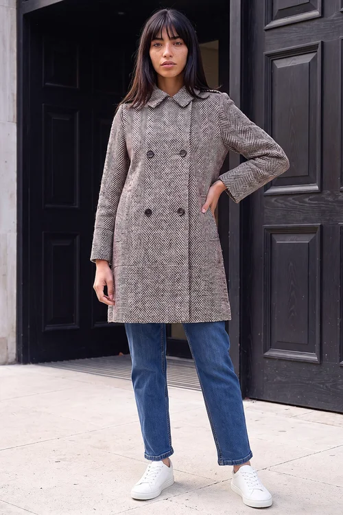 Roman Stone Petite Collar Double Breasted Coat - 10 Image 2