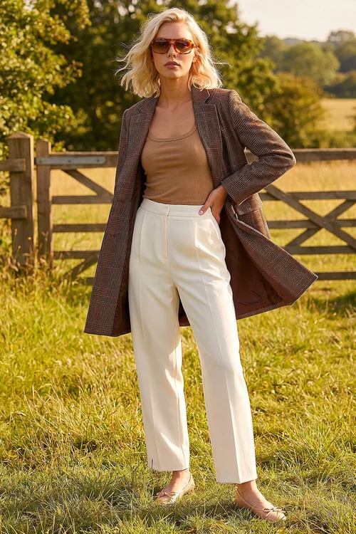 Roman Brown Petite Button Check Coat - 18 Image 3