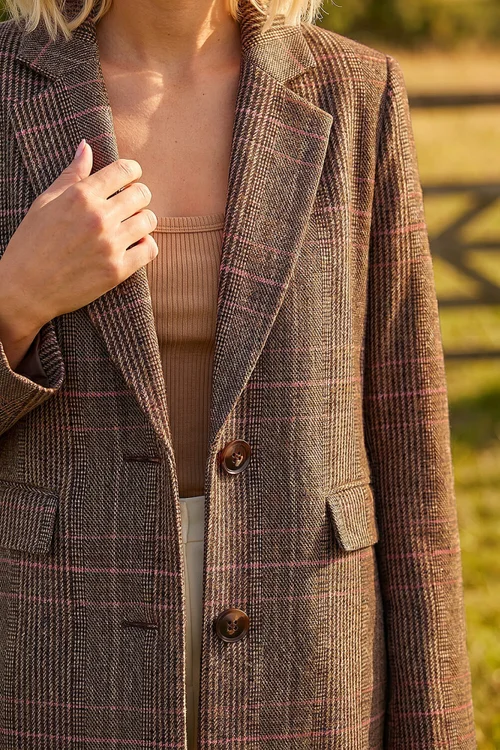 Roman Brown Petite Button Check Coat - 18 Image 4