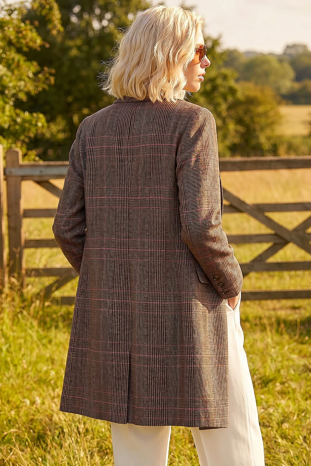 Roman Brown Petite Button Check Coat - 18 Image 2