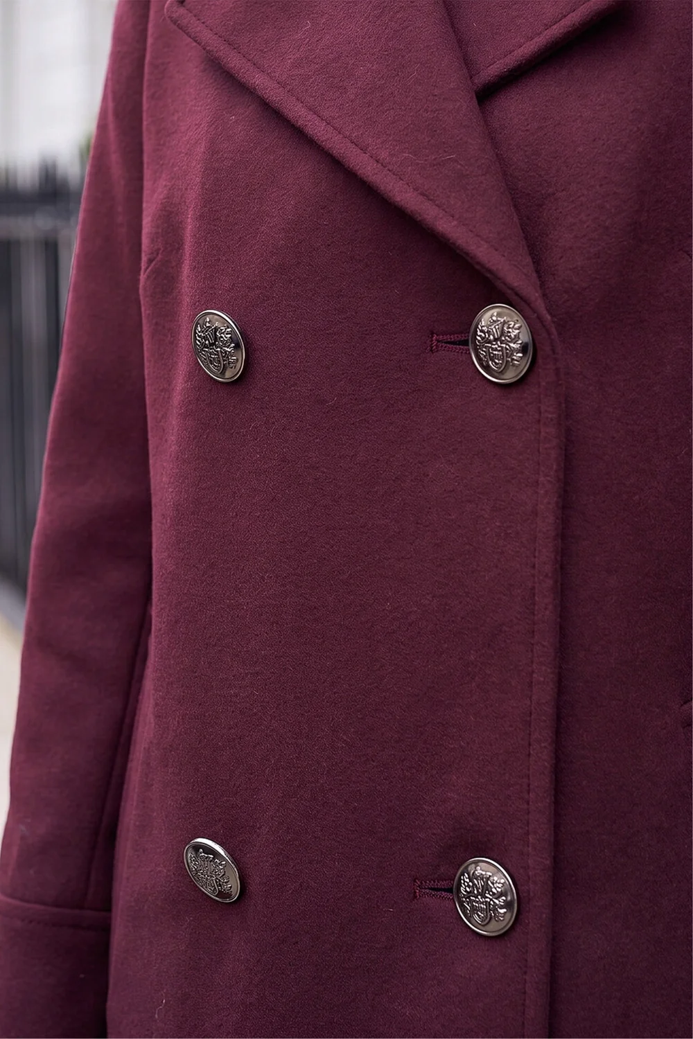 Roman Burgundy Petite Collar Double Breasted Coat - 12 Image 4